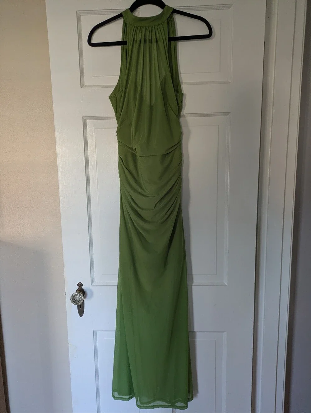 Abercrombie Sheer High Neck Maxi Dress Kiwi Green Size M